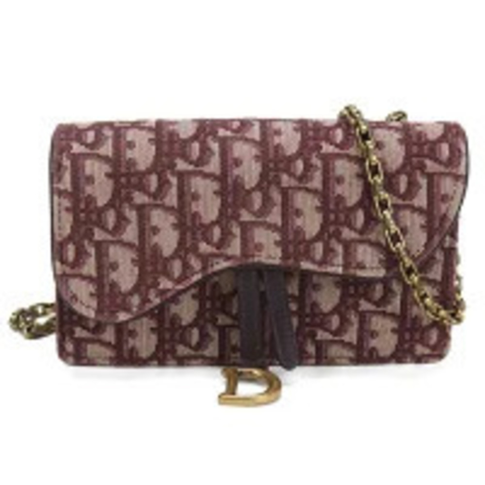 Christian Dior Crossbody Bag Saddle Chain Pouch Clutch Red